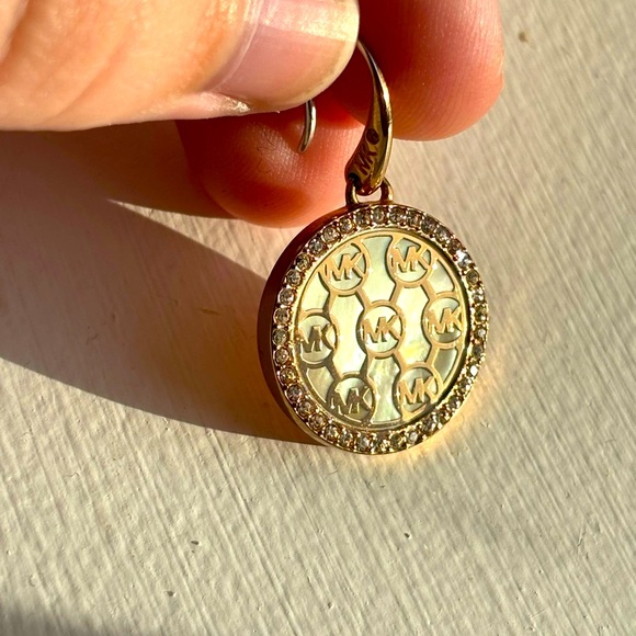 Michael Kors MK Logo Engraved Gold Tone Earrings - Picture 3 of 5